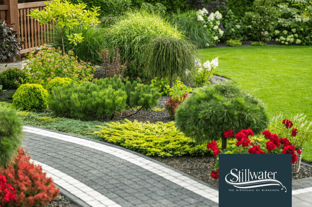 pathway with green and red plants - Spade Landscaping Landscaping Stillwater MN
